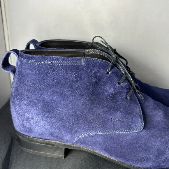 Salvatore Ferragamo Blue Suede Ankle Boots size 8.5 2E display picture 3